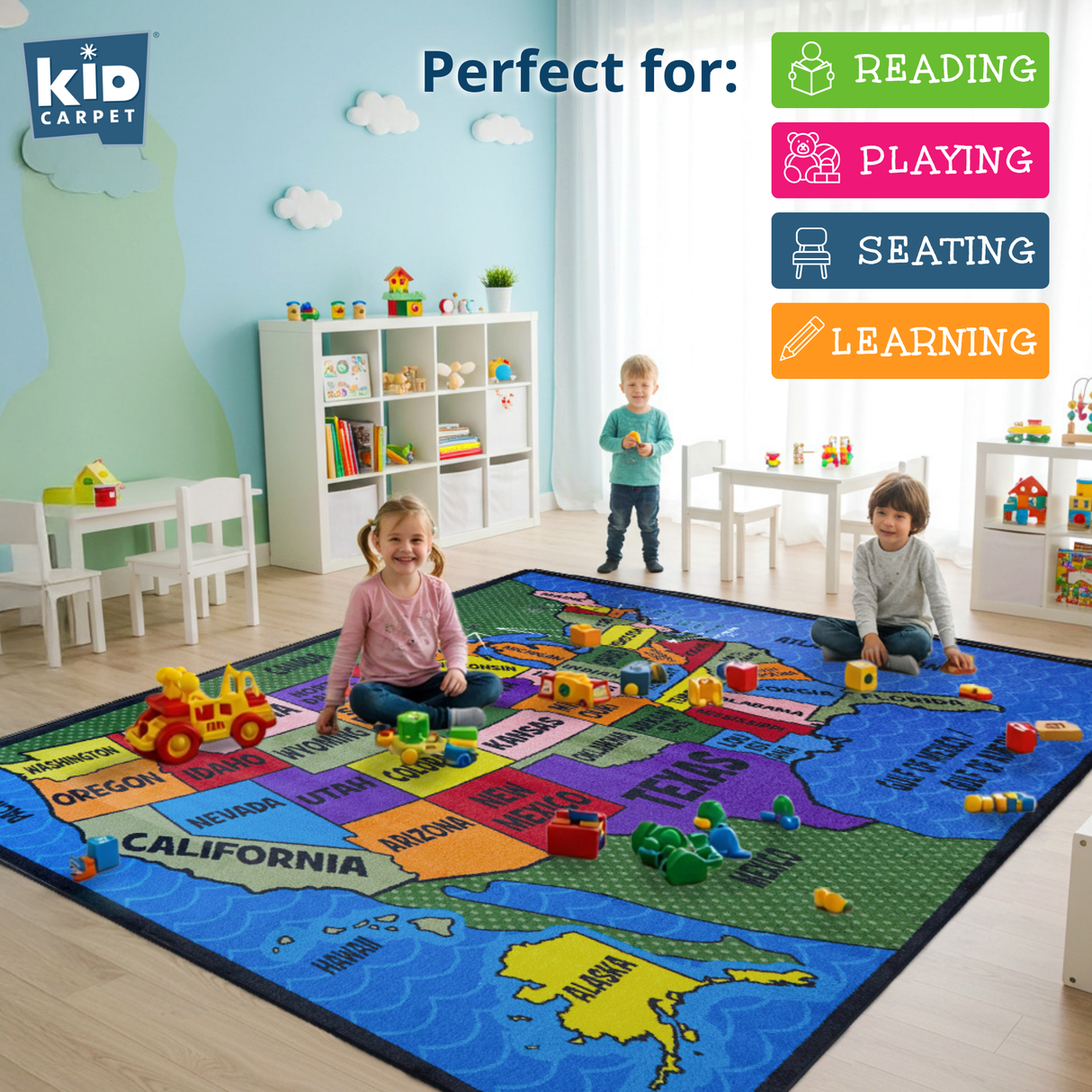 Map of the USA Classroom Rug - KidCarpet.com