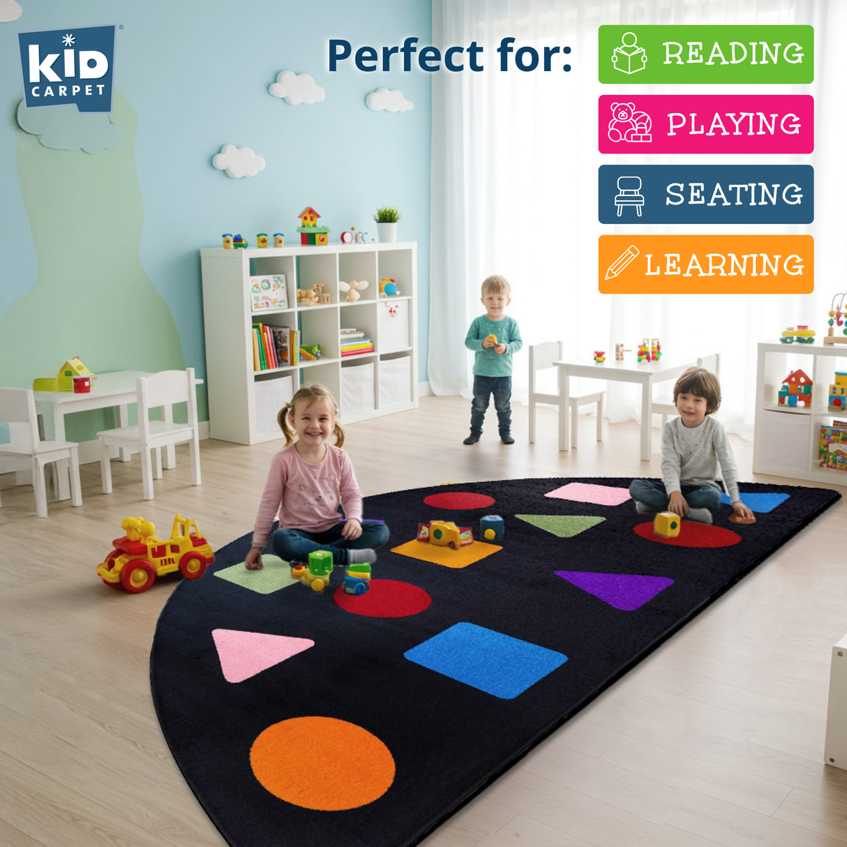 Shapes Seating Semicircle Rug - KidCarpet.com