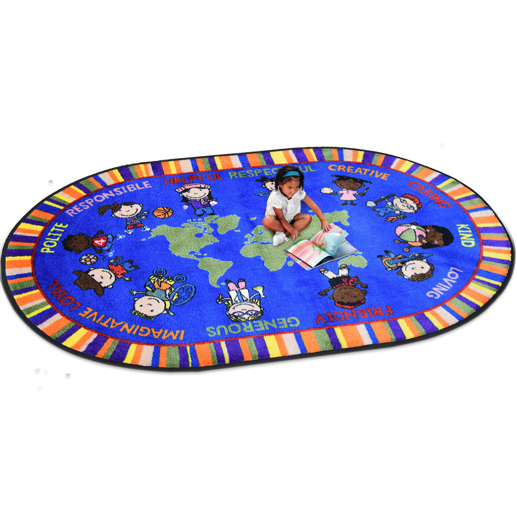 Our World of Virtue Classroom Rug - KidCarpet.com