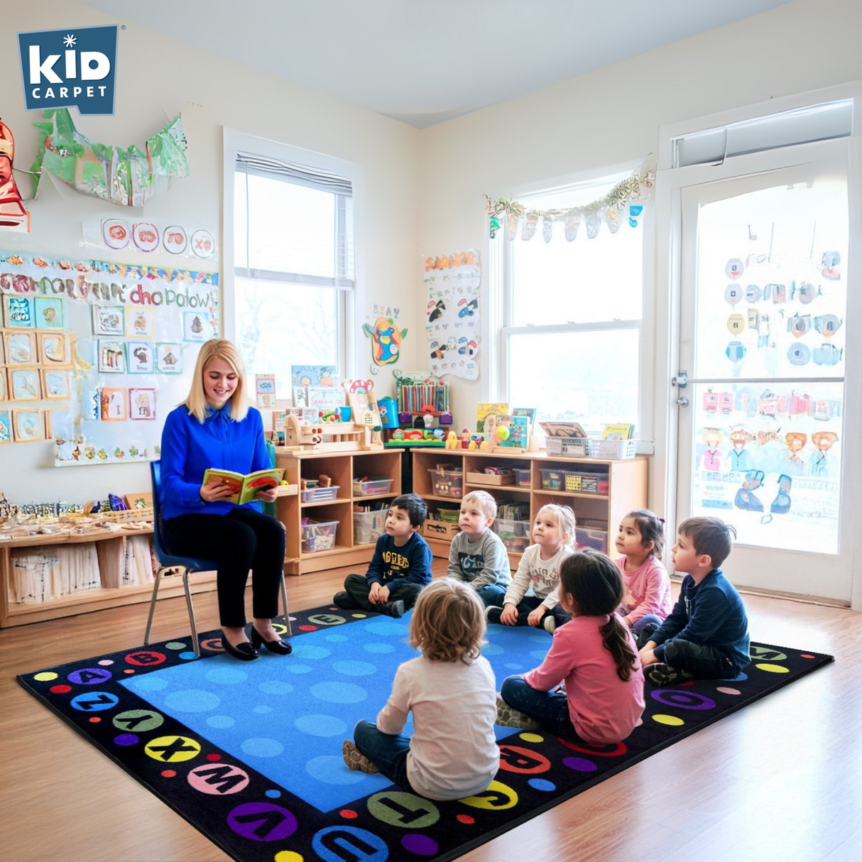 Alphabet Bubbles Classroom Rug - KidCarpet.com