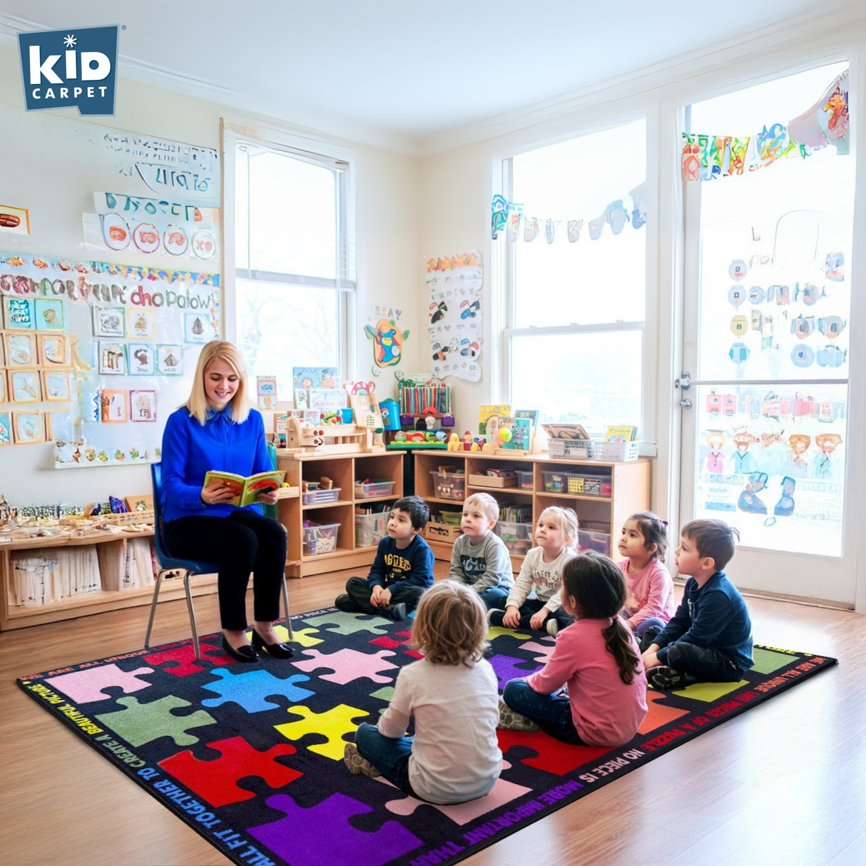 Pieces of the Puzzle Classroom Seating Rug 24 - KidCarpet.com