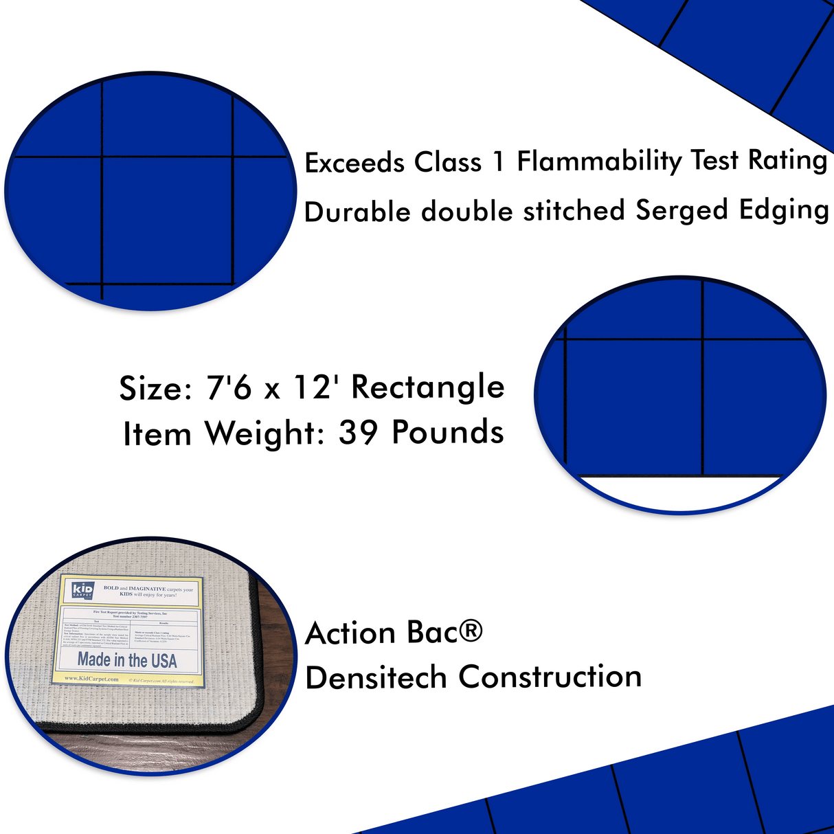 Blocks Seating Rug BLUE With 24 Squares