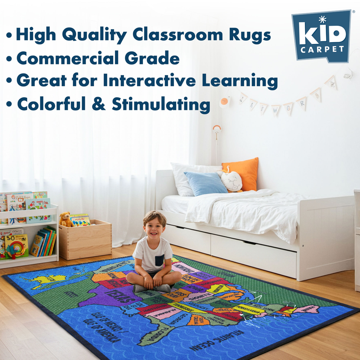 Map of the USA Classroom Rug - KidCarpet.com