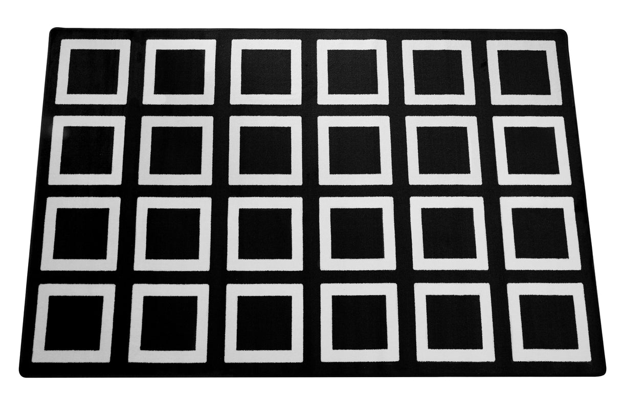 Black and White Squares Classroom Seating Rug 24 - KidCarpet.com