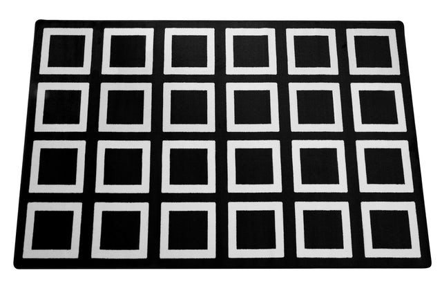 Black and White Squares Classroom Seating Rug 24 - KidCarpet.com