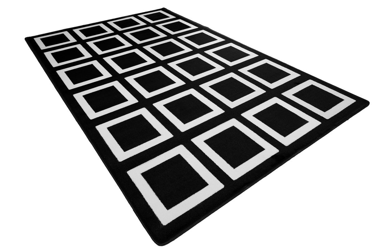 Black and White Squares Classroom Seating Rug 24 - KidCarpet.com