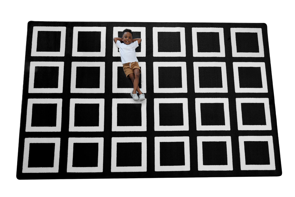 Black and White Squares Classroom Seating Rug 24 - KidCarpet.com
