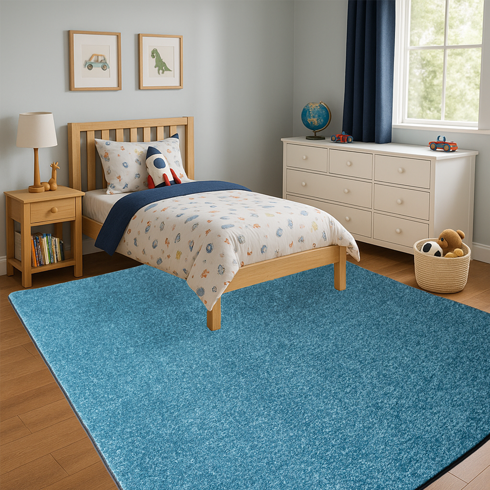 Solid Color Ocean Blue - KidCarpet.com