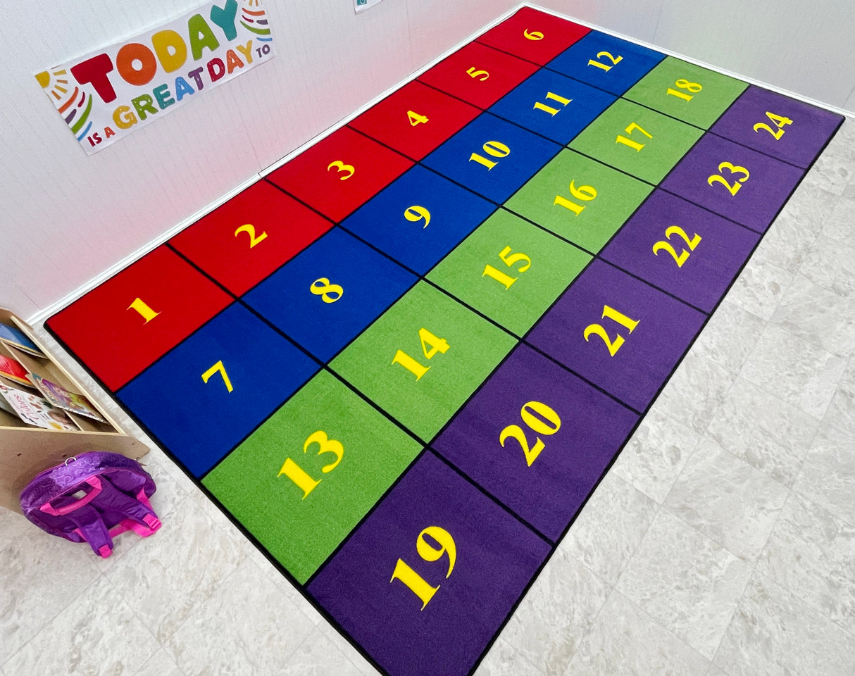 Classroom Seating Rug With 24 Squares BRIGHT