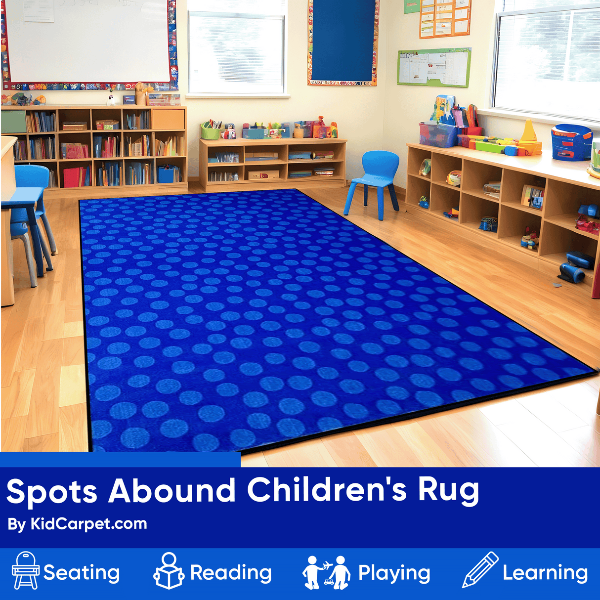 Spots Abound Childrens Rug Blue on Blue
