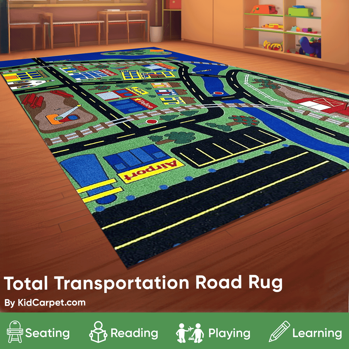 Total Transportation Play Town Rug