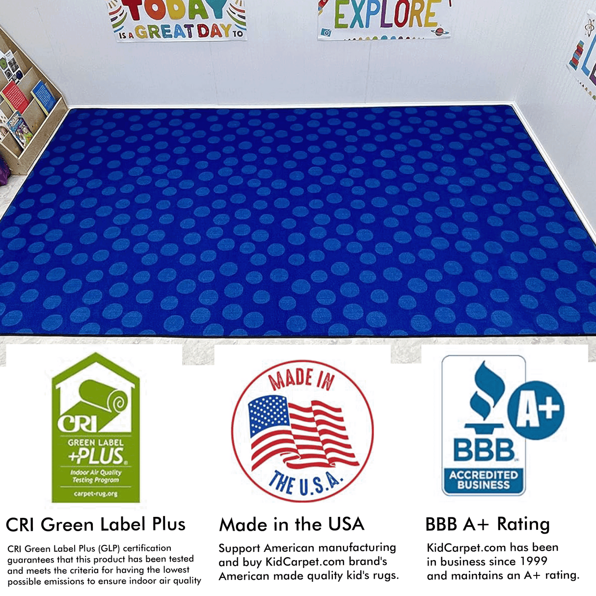 Spots Abound Childrens Rug Blue on Blue