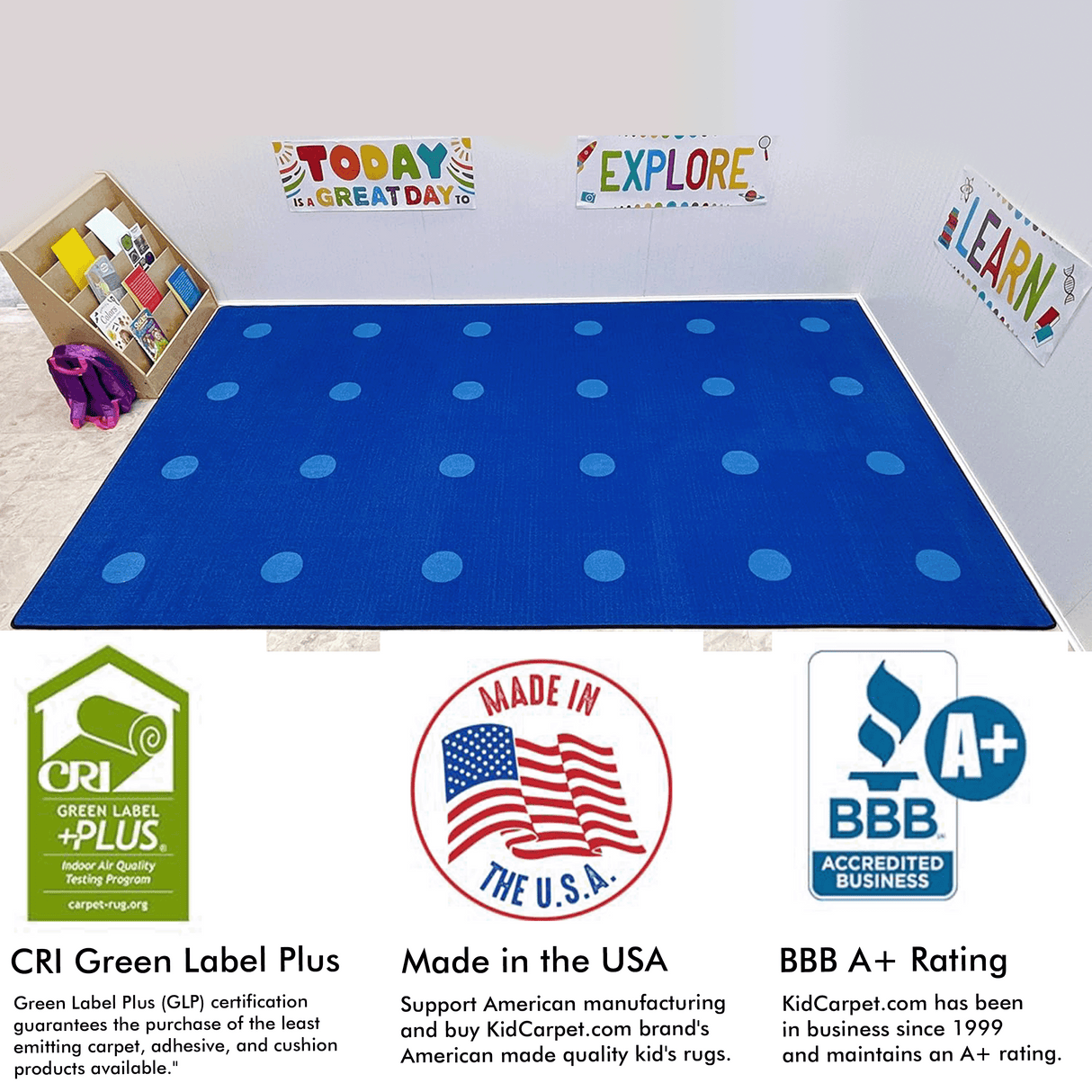 On the Spot Classroom Seating Rug Blue on Blue