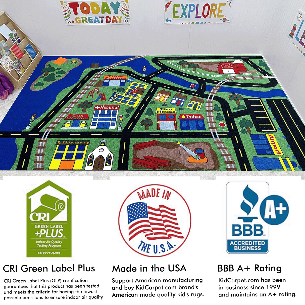 Total Transportation Play Town Rug