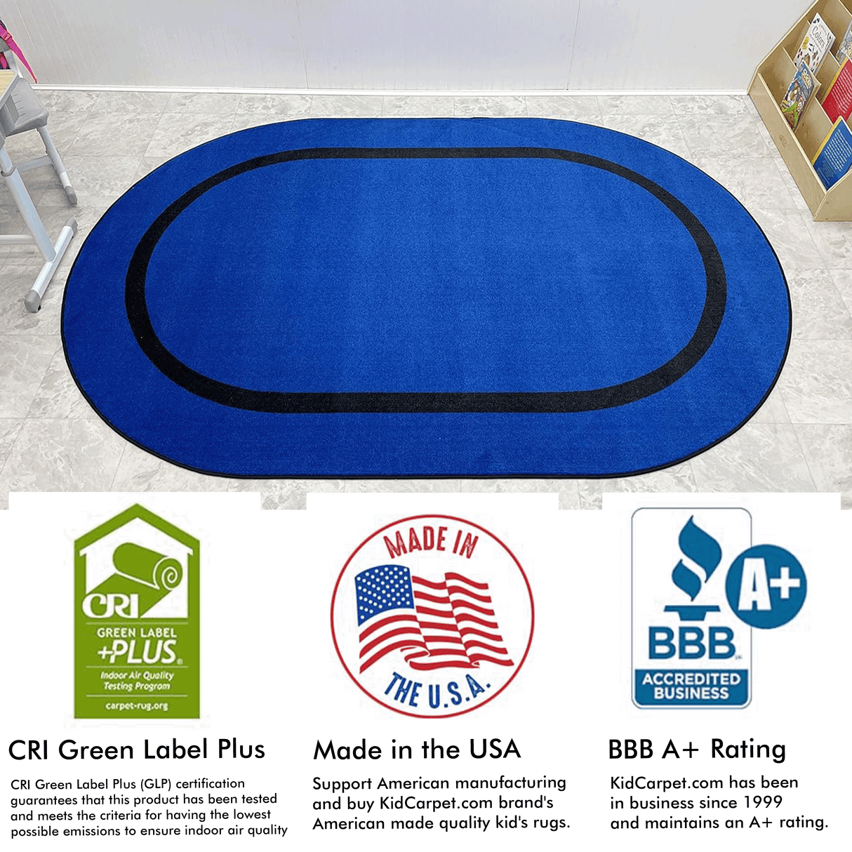 Montessori Classroom Rug Blue With Black Line