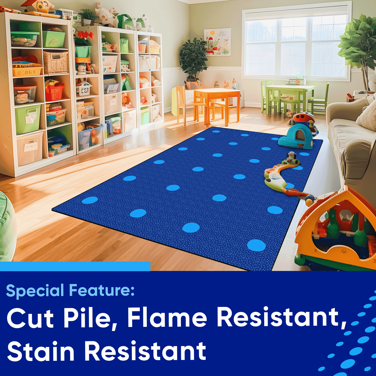 On the Spot Classroom Seating Rug Blue on Blue