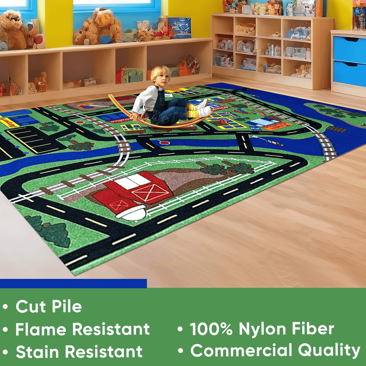 Total Transportation Play Town Rug