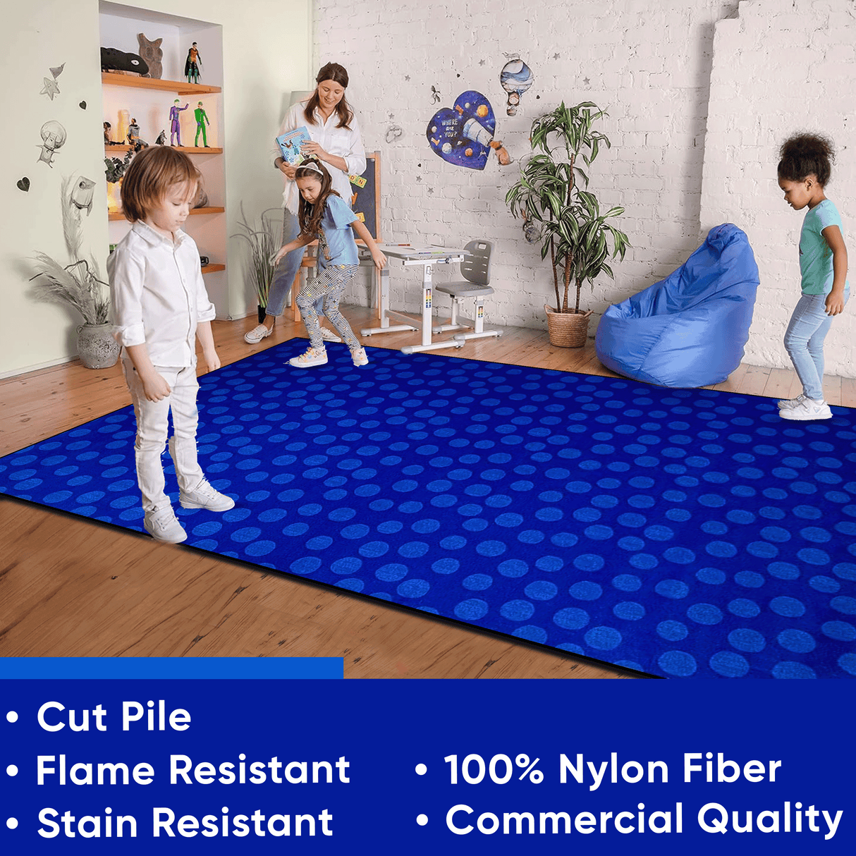 Spots Abound Childrens Rug Blue on Blue