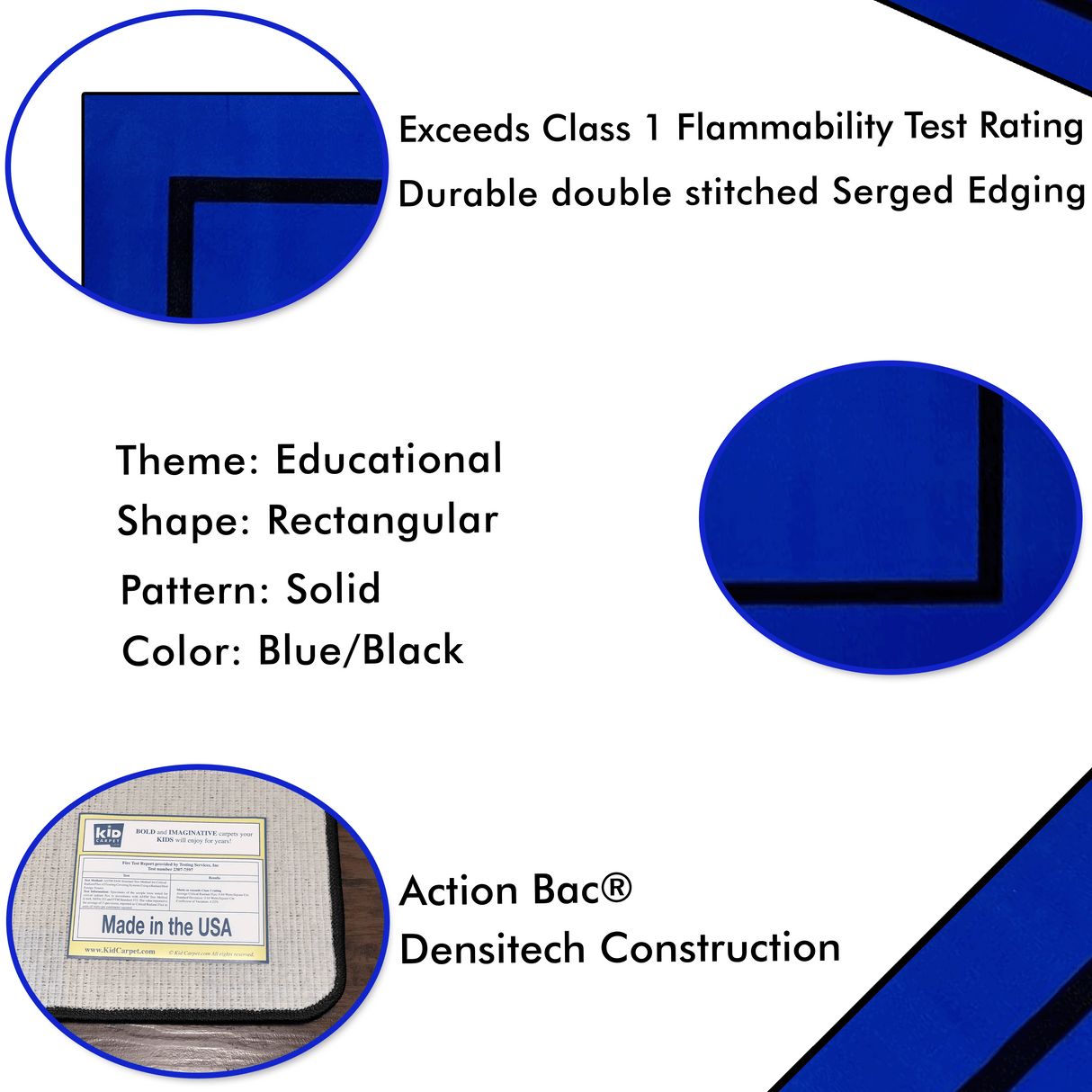 Montessori Classroom Rug Blue With Black Line