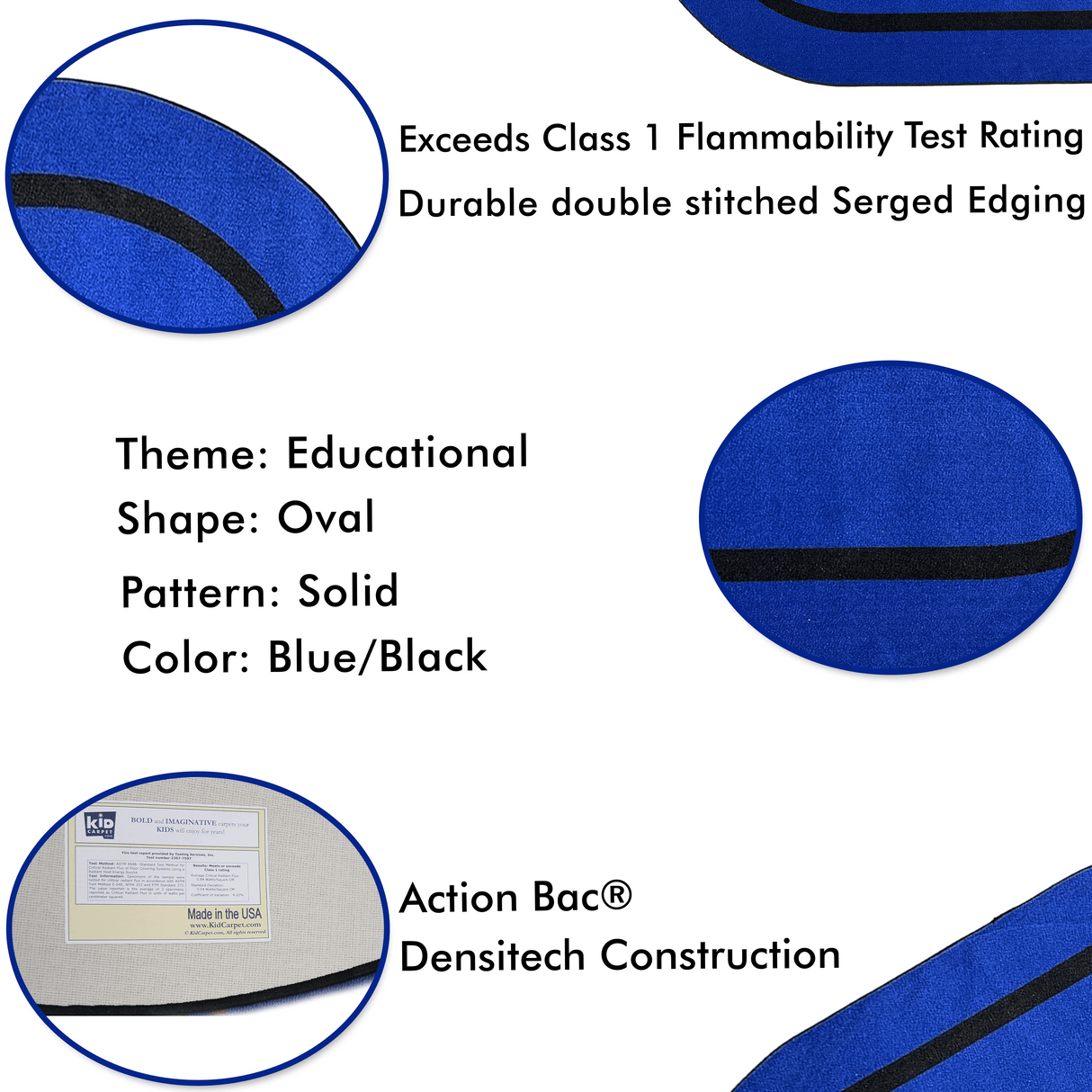 Montessori Classroom Rug Blue With Black Line