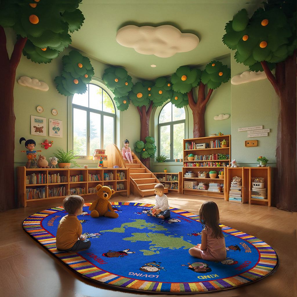 Our World of Virtue Classroom Rug - KidCarpet.com