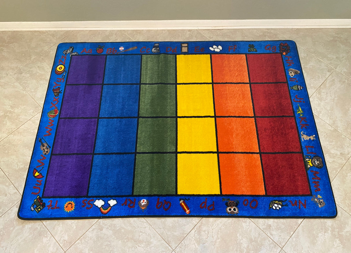 *TEST PRINT - Second Quality* Seating Rainbow with Alphabet Rug 24