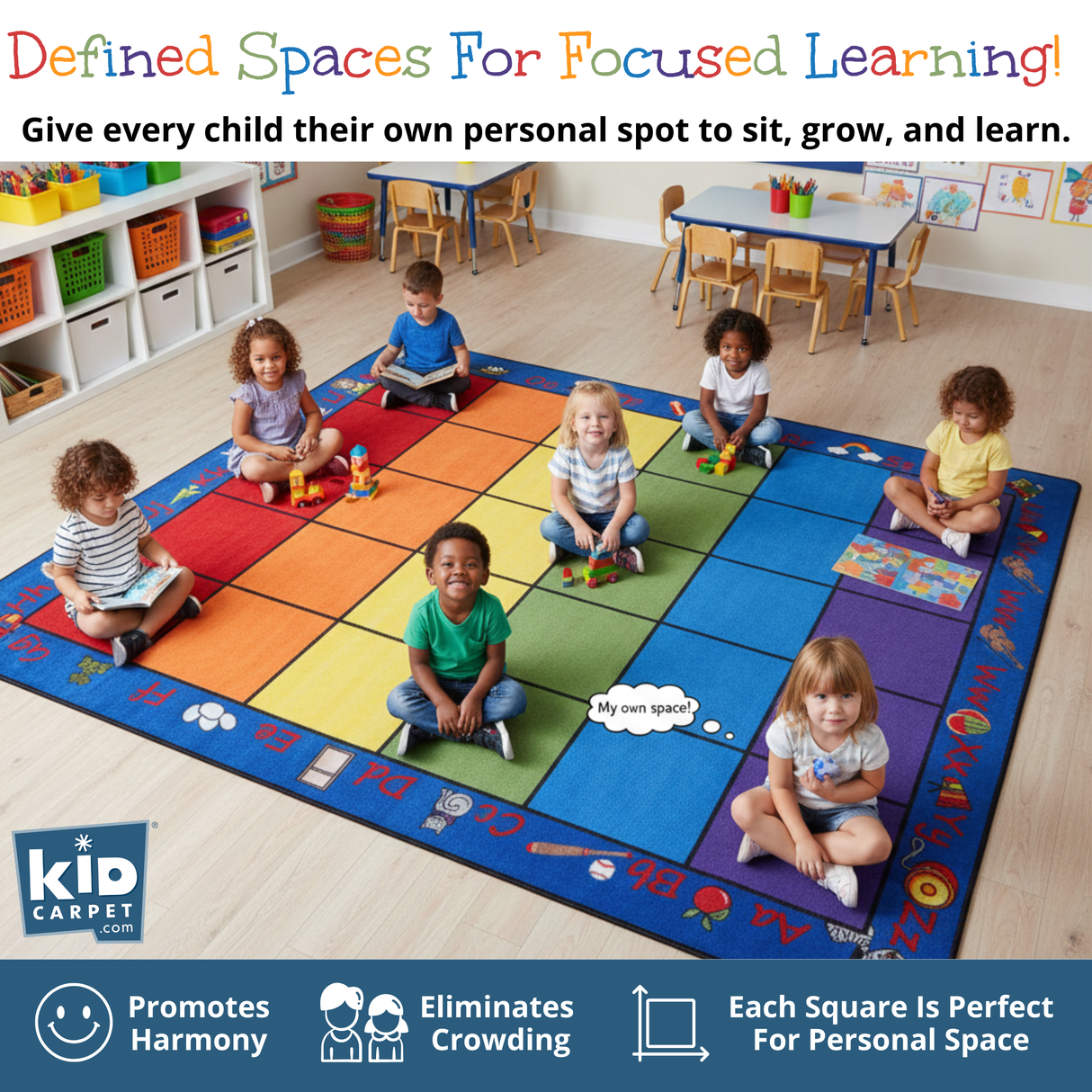 Seating Rainbow with Alphabet Rug 24