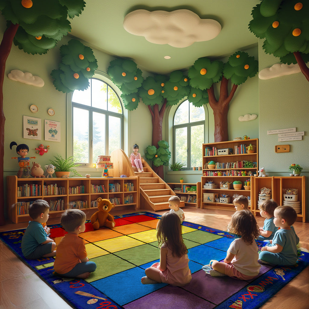 Seating Rainbow with Alphabet Rug 24 - KidCarpet.com