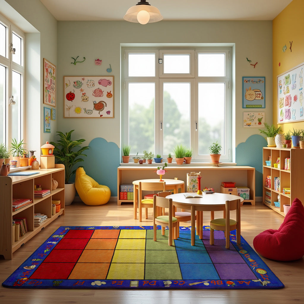 Seating Rainbow with Alphabet Rug 24 - KidCarpet.com