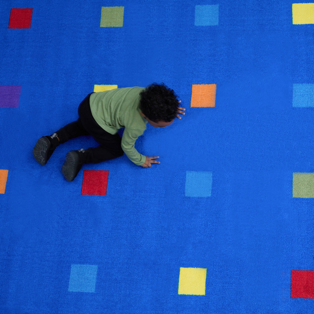 Seating Squares Multi on Blue Rug 24 - KidCarpet.com