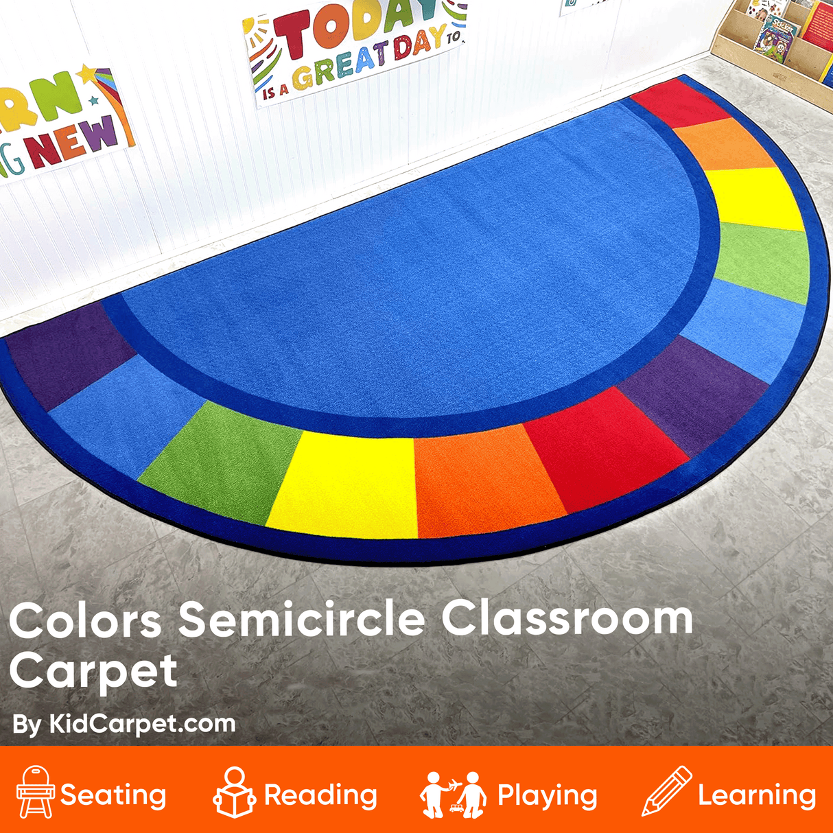 Colors Semicircle Classroom Rug - KidCarpet.com