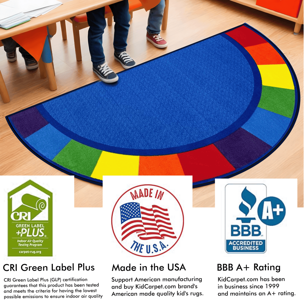 Colors Semicircle Classroom Rug - KidCarpet.com