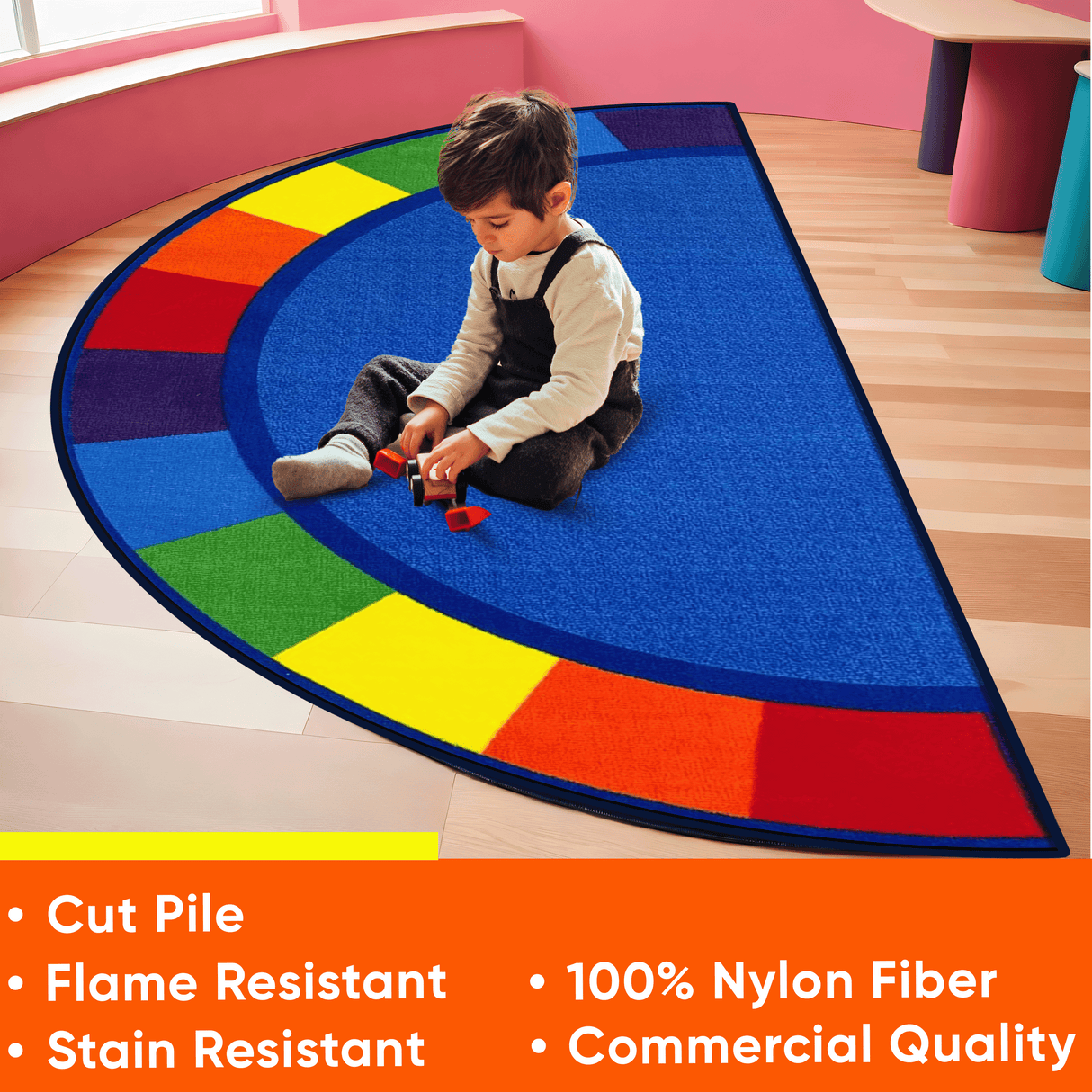 Colors Semicircle Classroom Rug - KidCarpet.com
