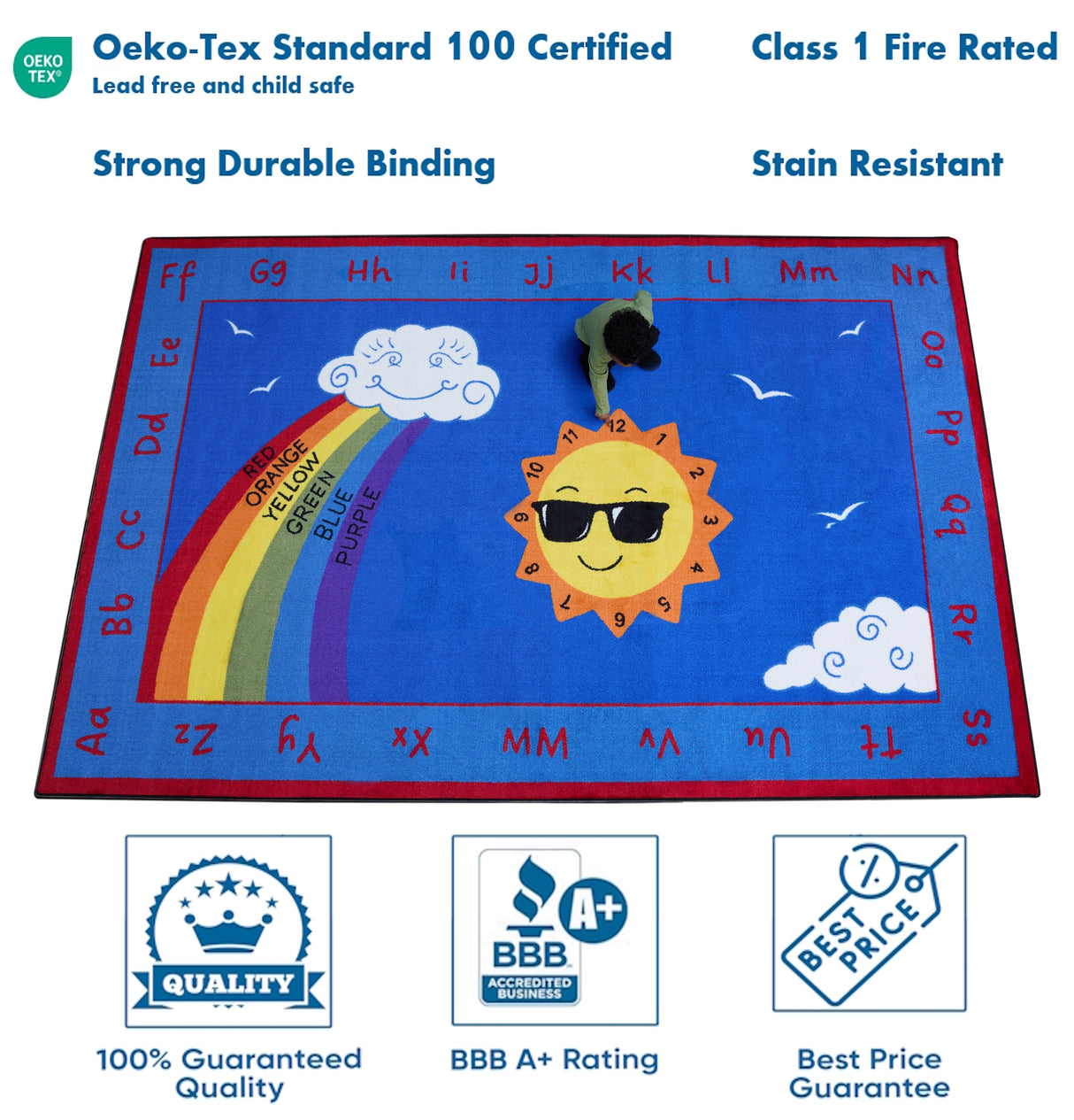 Shine Bright Learning Rainbow Rug - KidCarpet.com