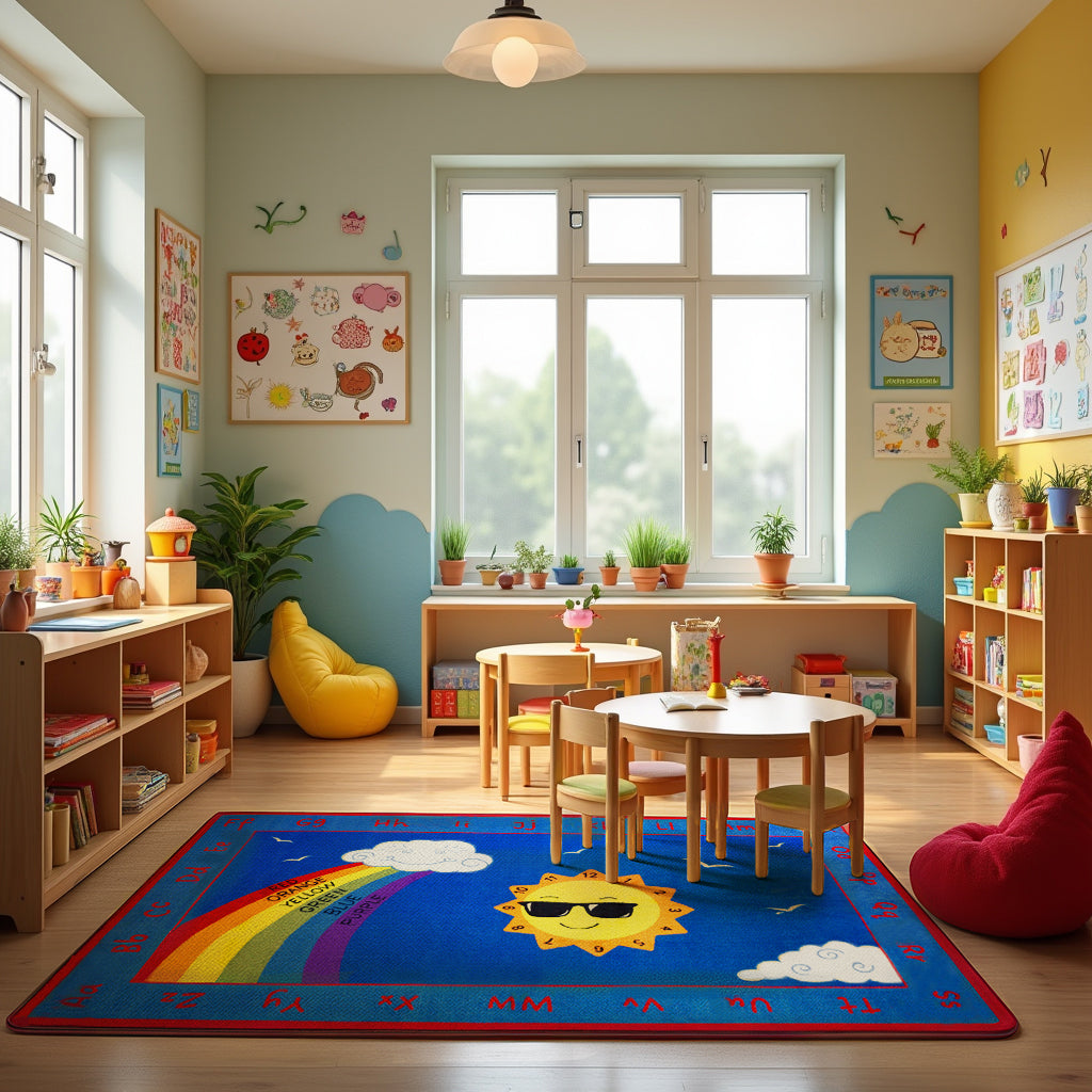 Shine Bright Learning Rainbow Rug - KidCarpet.com