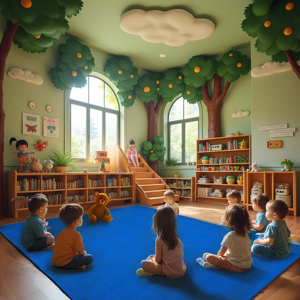 Solid Color Blue Blend - KidCarpet.com