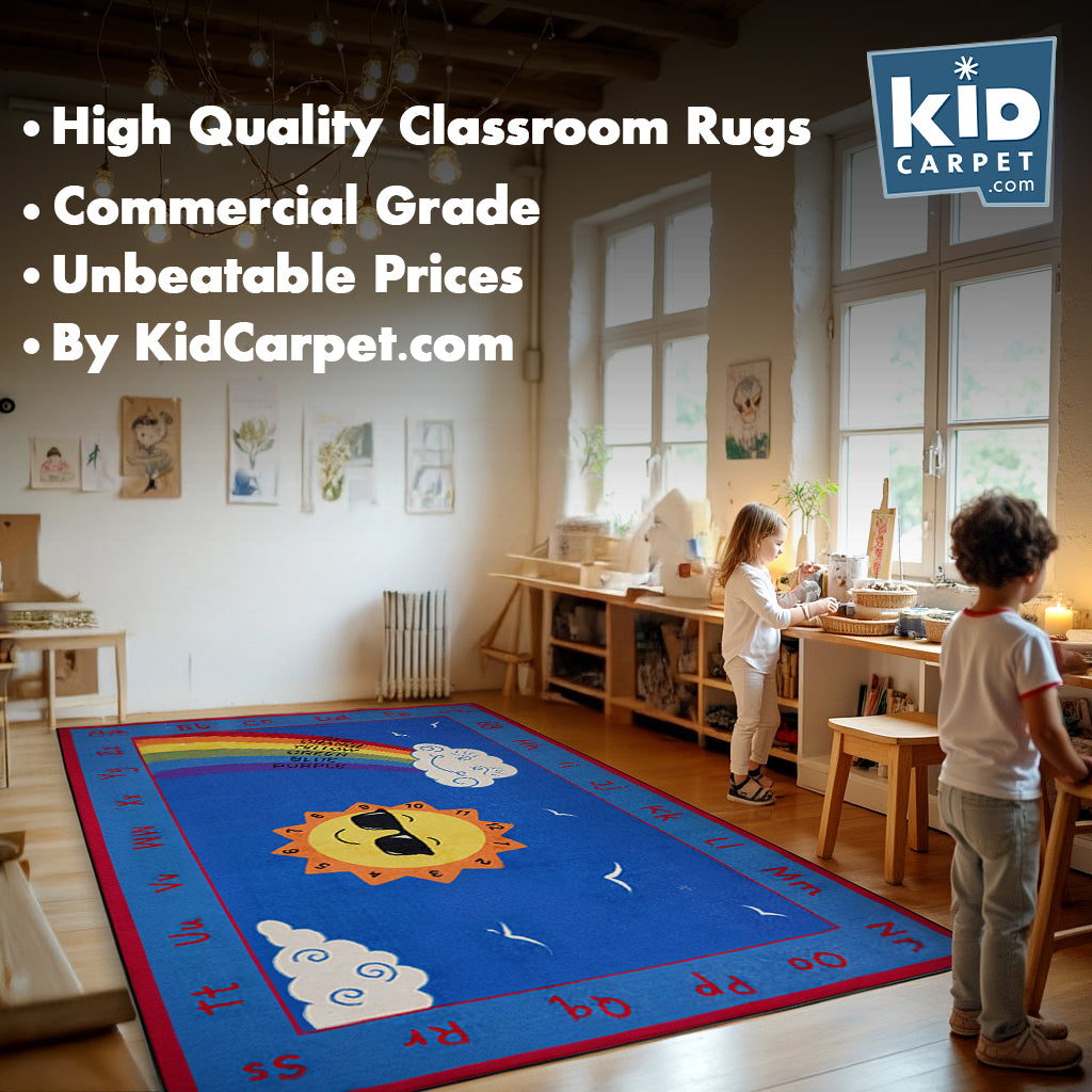 Shine Bright Learning Rainbow Rug - KidCarpet.com