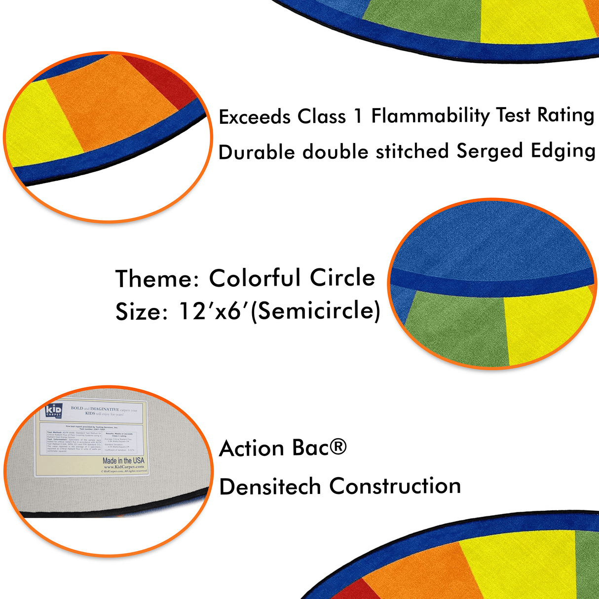 Colors Semicircle Classroom Rug - KidCarpet.com