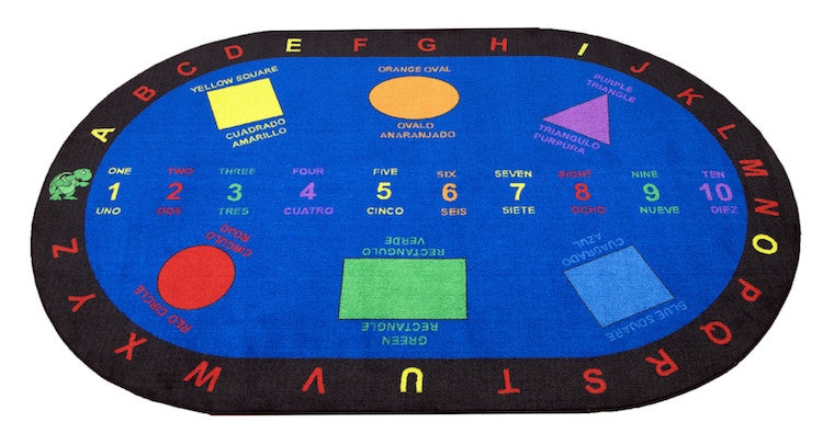 Bilingual Shapes School Rug - KidCarpet.com