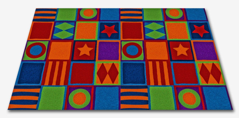 Patterned Squares Wall to Wall Classroom Carpet