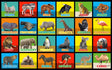 Animal Picture Squares Seating Rug 24