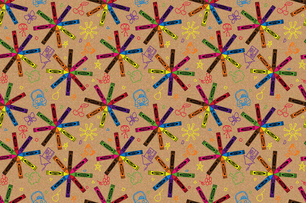 Crayon Scribbles Children's Wall to Wall Carpet Multi on Tan - KidCarpet.com
