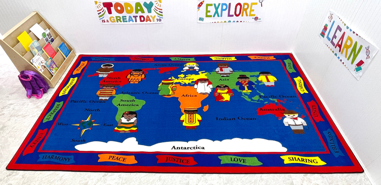 Our World of Peace Globe Rug - KidCarpet.com