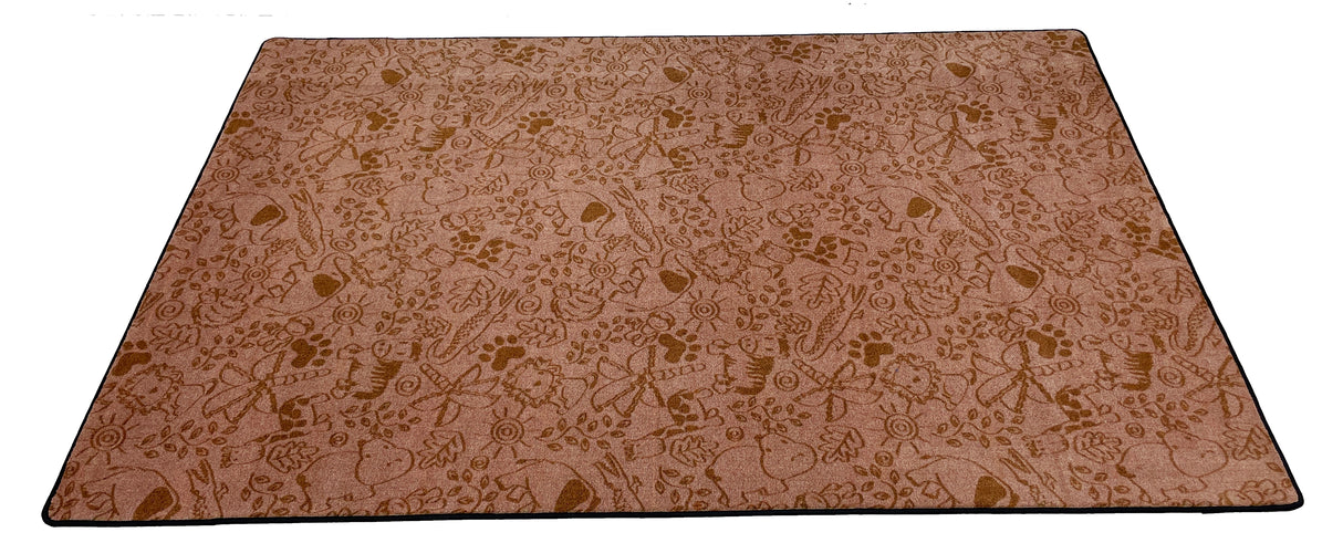 Animal Doodles Children's Wall to Wall Carpet Brown on Tan - KidCarpet.com