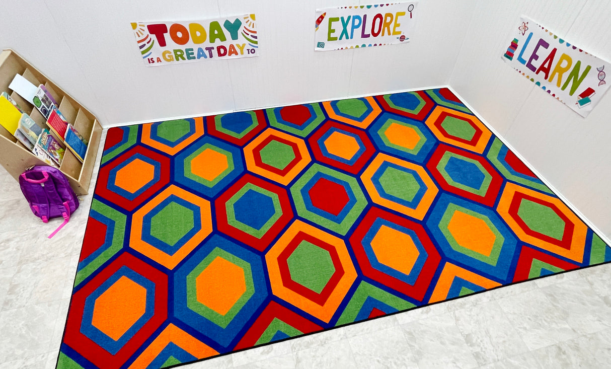 Sitting Hexagons Children's Wall to Wall Carpet - KidCarpet.com