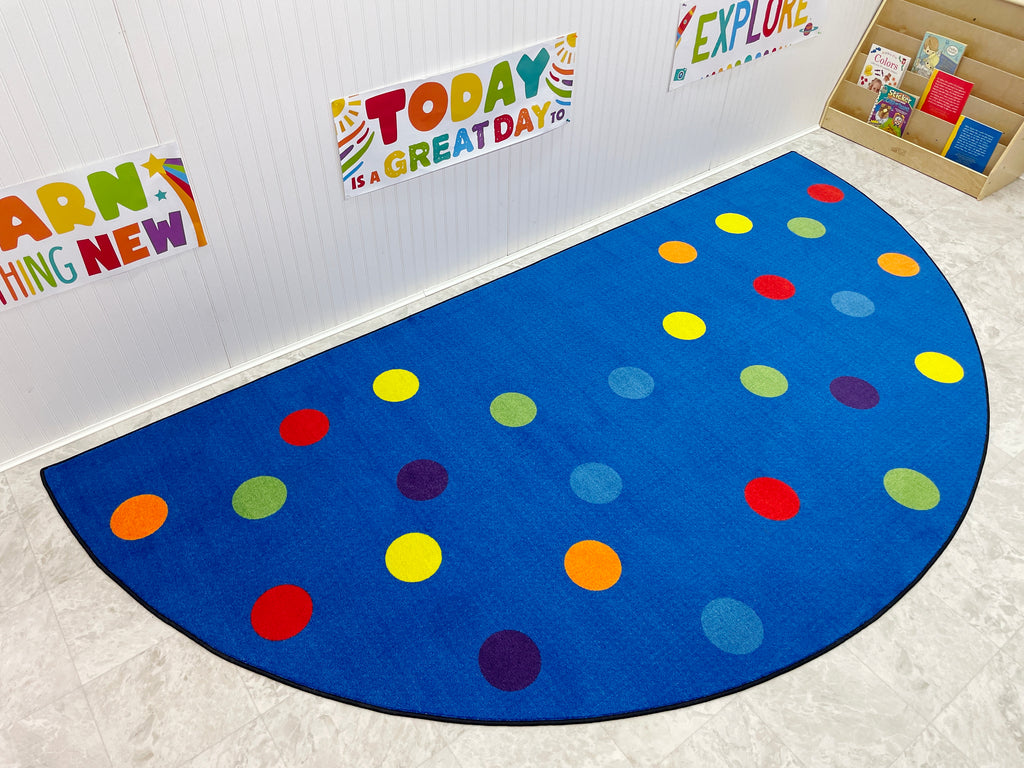 Color Spots Semicircle Classroom Rug