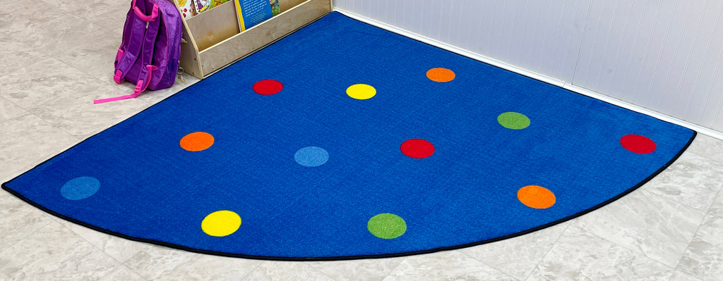 Color Spots Corner Quarter Circle Classroom Rug