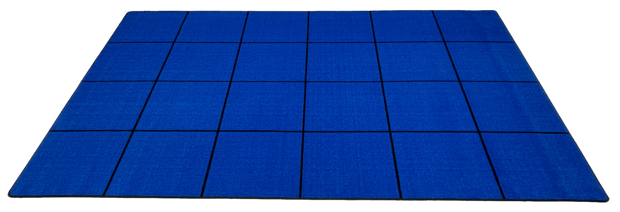 Blocks Seating Rug BLUE With 24 Squares - KidCarpet.com