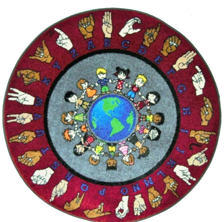 Circle Sign Language Rug - KidCarpet.com