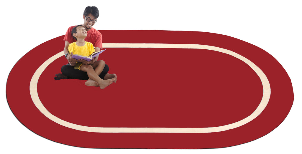 Montessori Classroom Rug Red With Creme Line - KidCarpet.com